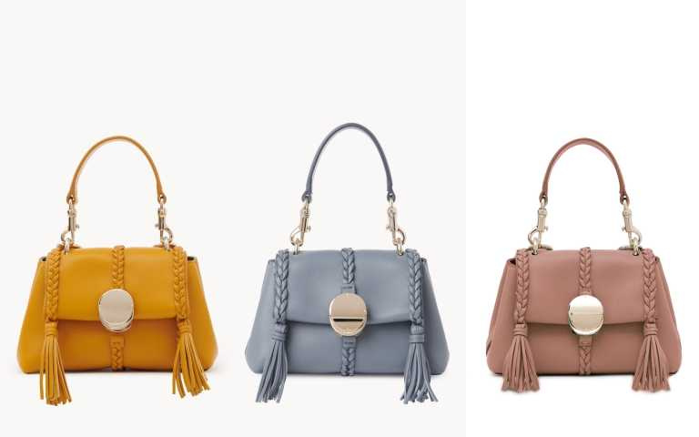 Chloé Penelope塵土金、風暴藍、木玫瑰迷你肩背手提包／各58,200元（圖／品牌提供）