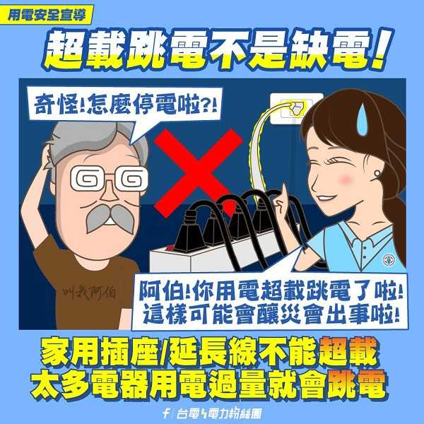 台電解釋超載跳電不是缺電。（圖／翻攝自台電電力粉絲團臉書）