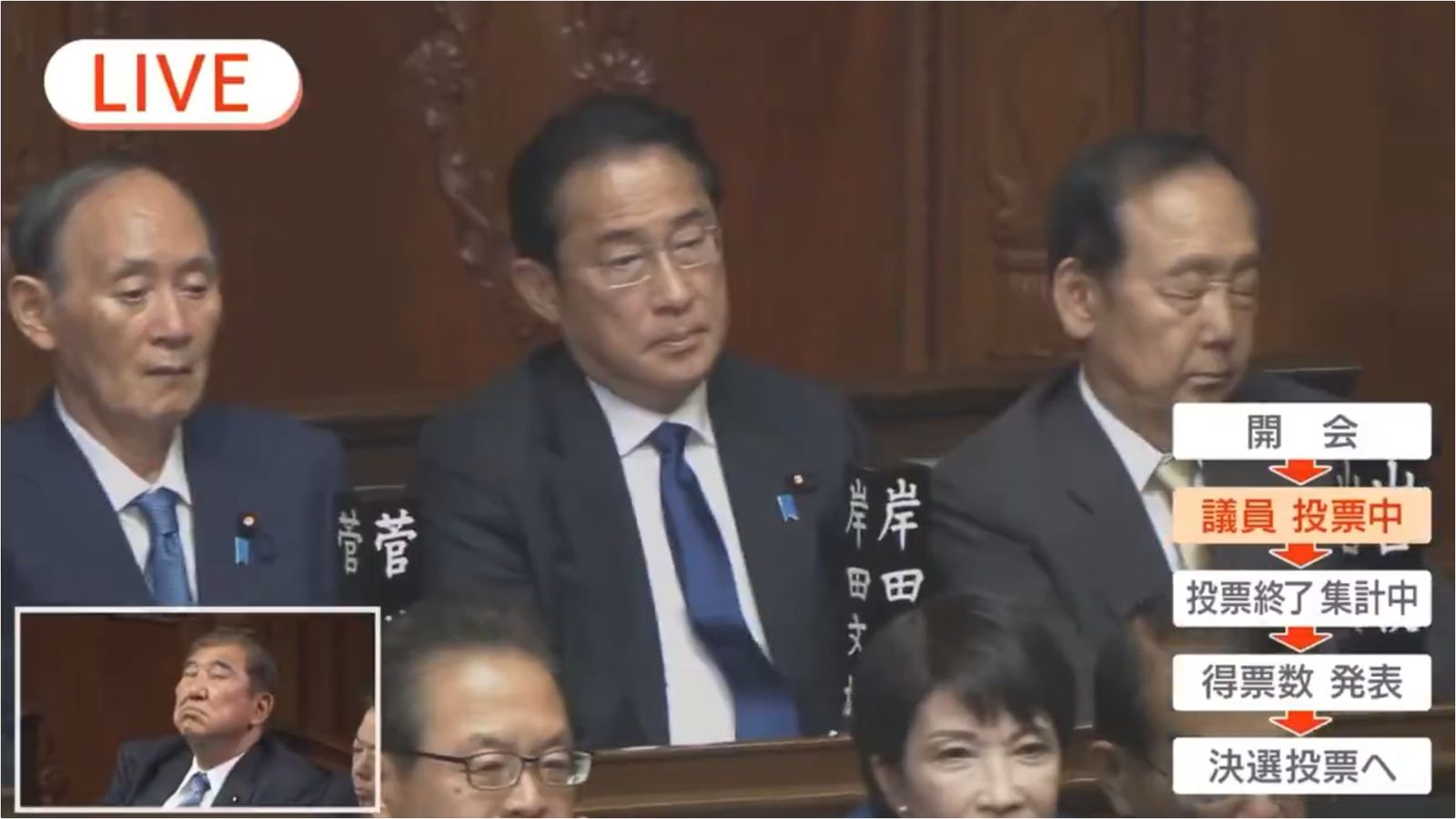 山口俊一（右）直接不演，大爆睡。（翻攝X@shindereraga）